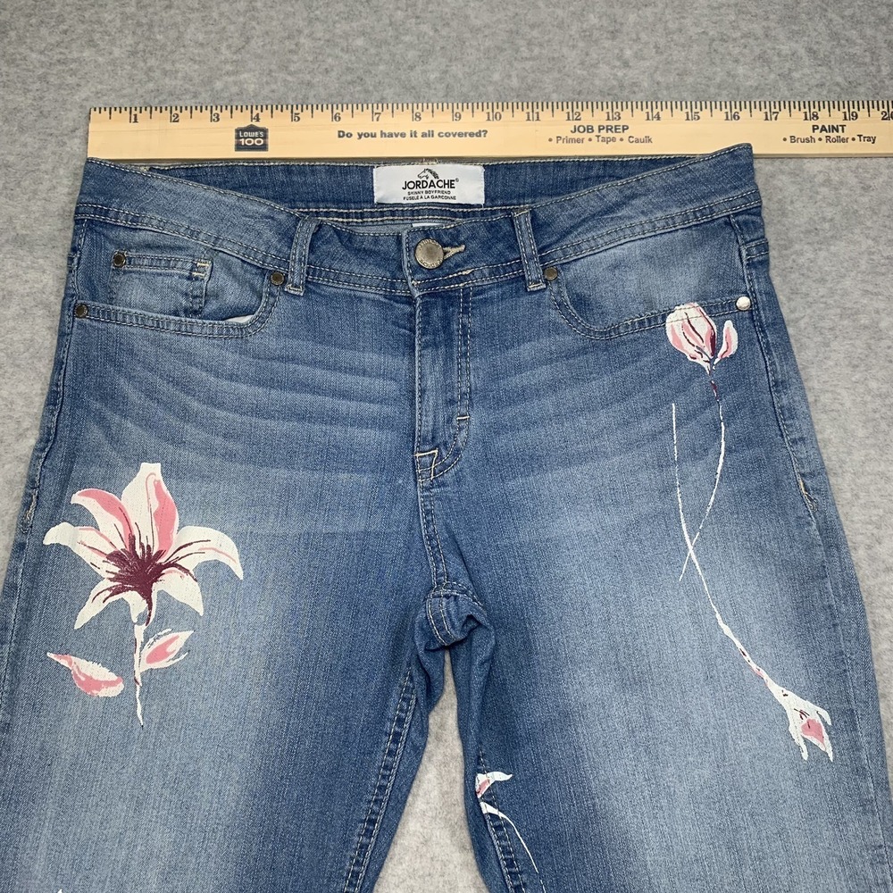 Jordache Womens Jeans Skinny Boyfriend Y2K Floral Size 10 - Picture 7 of 10